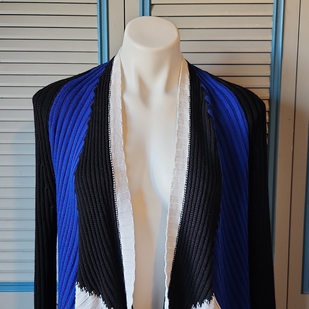Ana Couture Open Front Colorblock Cardigan - Picture 3 of 14